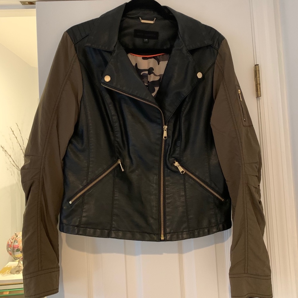 Steve Madden Leather Jacket w Olive Green Sleeves